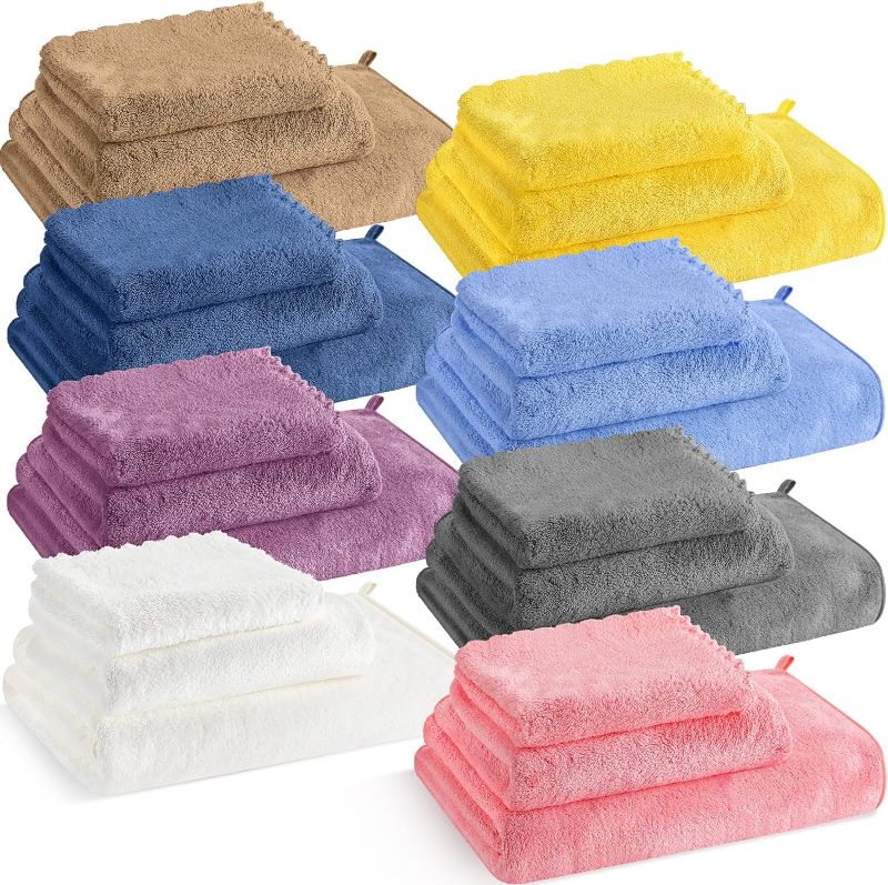 Photo 1 of 24 Pcs Bathroom Towel Set Bath Towels Bulk Include Hand Towels Washcloths Bath Towels Set Microfiber Coral Velvet Absorbent Towels for Bath Fitness, Bathroom, Sports, Yoga, Travel (Multicolor)
