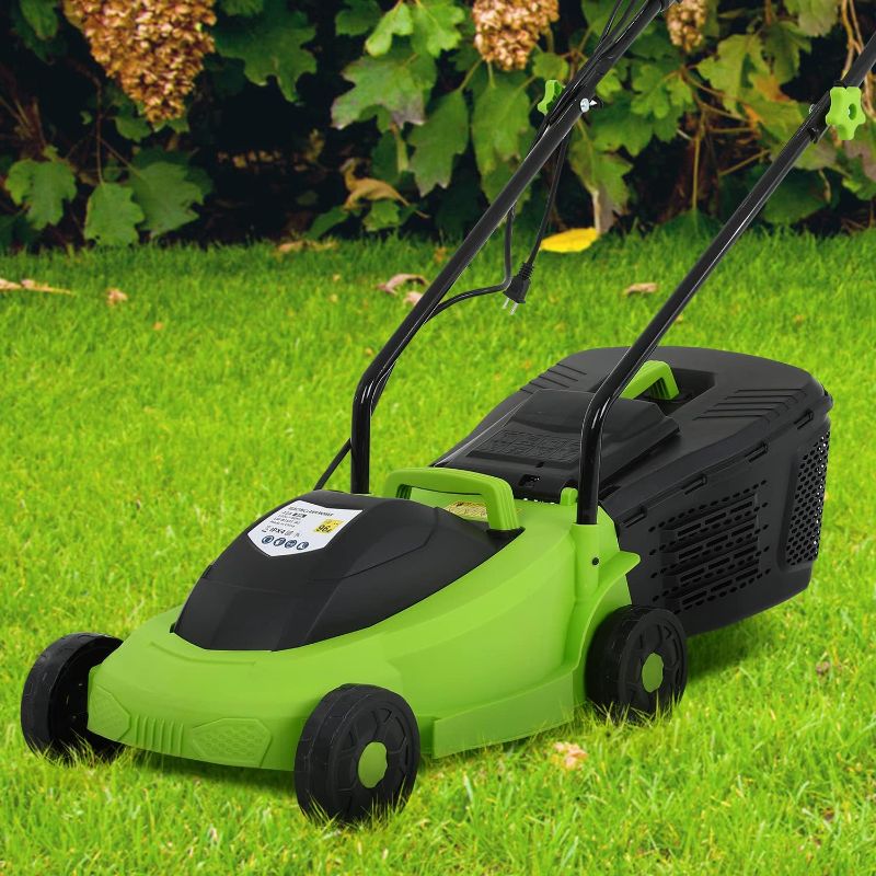 Photo 1 of Electric Lawn Mower Corded Push Mower with 12 Amp, 13 Inch Lawnmower with 3 Adjustable Cutting Heights and Collection Box Included for Yard, Lawn and Garden Care
