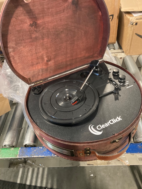 Photo 2 of *** MAJOR DAMAGED***
 Vintage Suitcase Turntable with Bluetooth & USB - Classic Wooden Retro Style