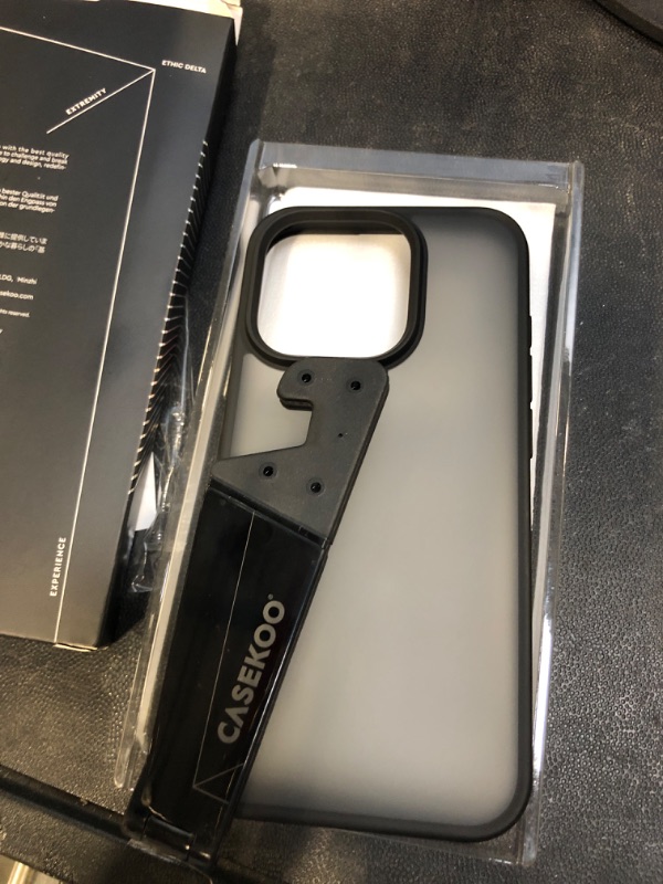 Photo 2 of CASEKOO Shockproof Slim Translucent Cover for iPhone 15 Pro - [Never Yellow] [10FT Drop Protection] - Matte Frosted Black Phone Case
