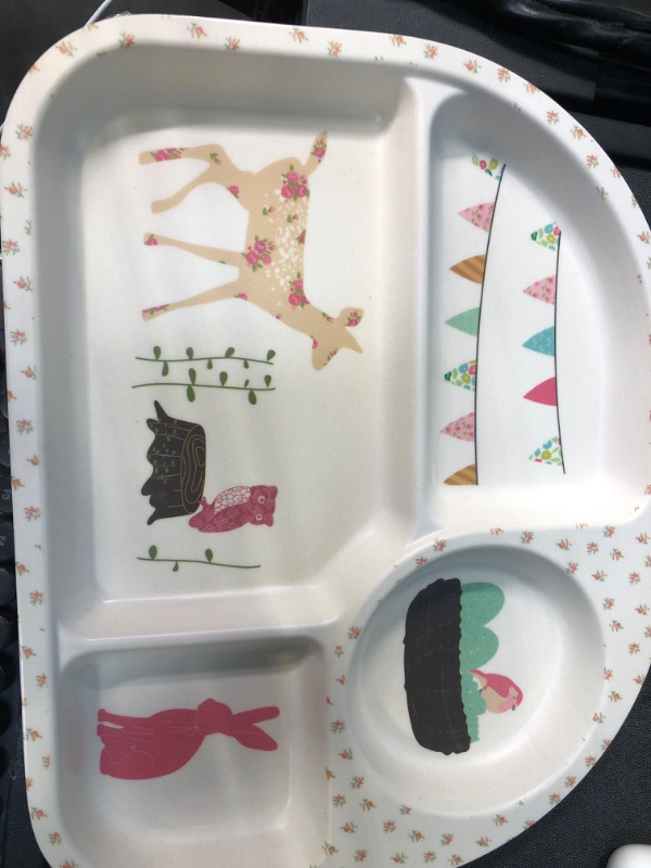 Photo 1 of 10 Pcs Cartoon Bamboo Kids Dinnerware Set Dinosaur Car Plate and Bowl Set Dishwasher Safe Kids Dish Set Toddler Plates and Utensils Set Car Dinosaur Forks and Spoons for Kids with Cup
