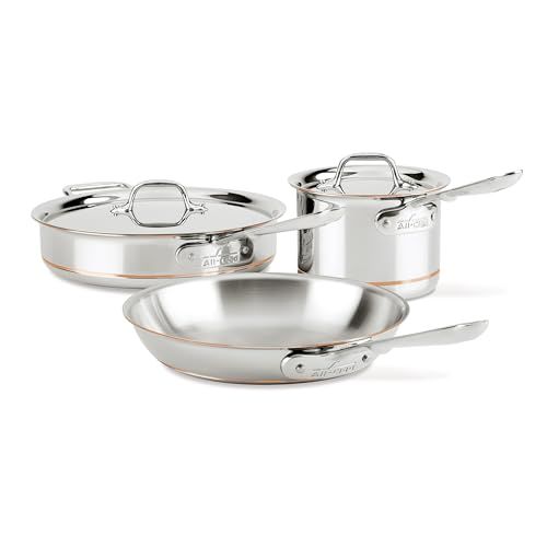 Photo 1 of All-Clad Copper Core 5-Ply Bonded 5 Piece Cookware Set - Silver
