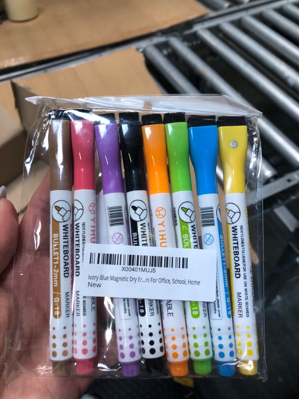 Photo 2 of Magnetic Dry Erase Markers With Eraser, Fine Tip, Assorted Colors, 8 Count, Low Odor Whiteboard Markers For Office, School, Home