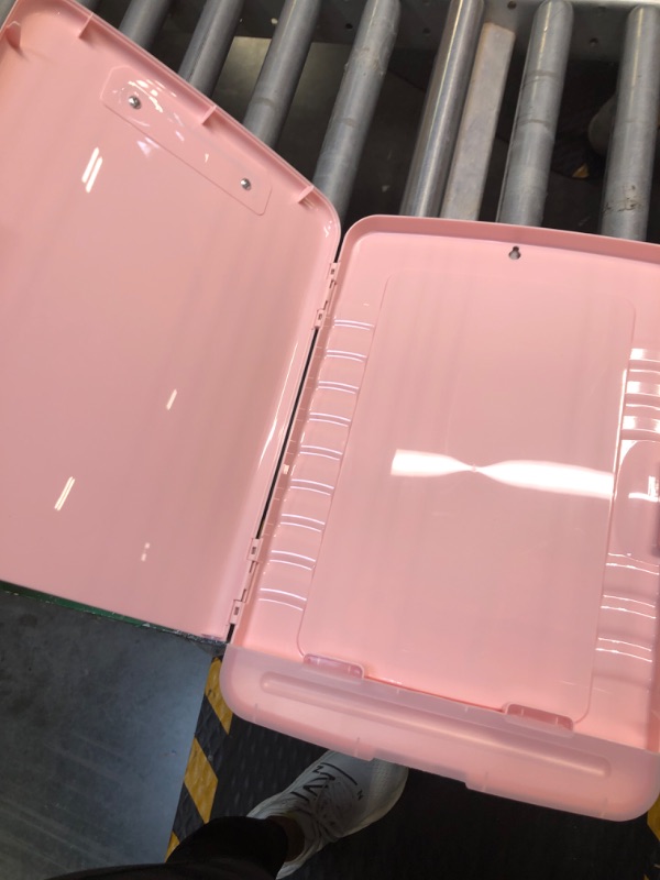 Photo 2 of Rimilak Plastic Clipboard with Storage, High Capacity Nursing Clipboards with Pen Holder, Slim Clipboard Storage Box with Heavy Duty Clips, Clipboard Folder Side-Opening, Pink