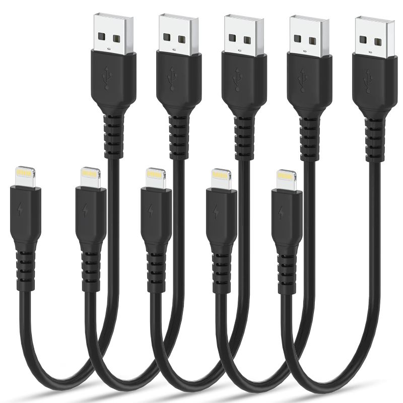 Photo 1 of 1 ft iPhone Charge Cable Short, 5Pack USB to Lightning Cord for Fast Charging Stations 1 Foot Compatible with Apple iPhone 12 11 Pro Max Xs 8 7 6 5 Plus, iPad Air/Mini
