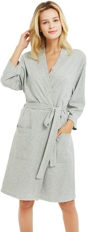 Photo 1 of U2SKIIN Womens Robes, 100% Cotton Lightweight Robes 3/4 Sleeves Kimono Knit Soft Loungewear Short Bathrobe
