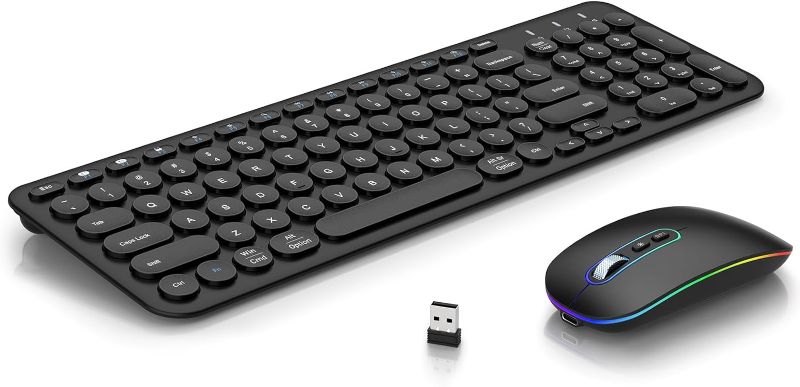 Photo 1 of cimetech Bluetooth Keyboard and Mouse, Rechargeable Dual-Mode (Bluetooth 5.1 + USB) Wireless Keyboard and Mouse Combo, Ultra-Slim Multi-Device Keyboard for Mac, iPad, Computer, PC, Windows - Black
