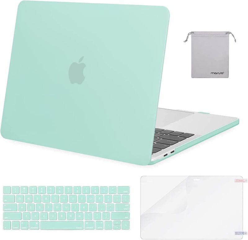 Photo 1 of MOSISO Compatible with MacBook Pro 13 inch Case M2 2024, 2023, 2022-2016 A2338 M1 A2251 A2289 A2159 A1989 A1708 A1706, Plastic Hard Shell&Keyboard Cover&Screen Protector&Storage Bag, Mint Green
