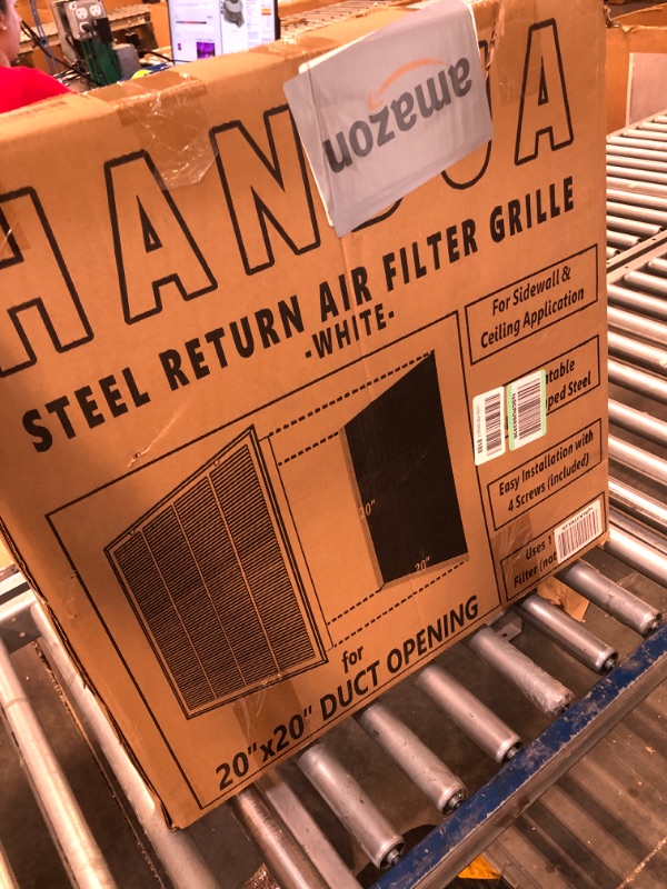 Photo 2 of 20"W x 20"H [Duct Opening Measurements] Steel Return Air Filter Grille [Removable Door] for 1-inch Filters | Vent Cover Grill, White | Outer Dimensions: 22 5/8"W X 22 5/8"H for 20x20 Duct Opening Duct Opening style: 20 Inchx20 Inch