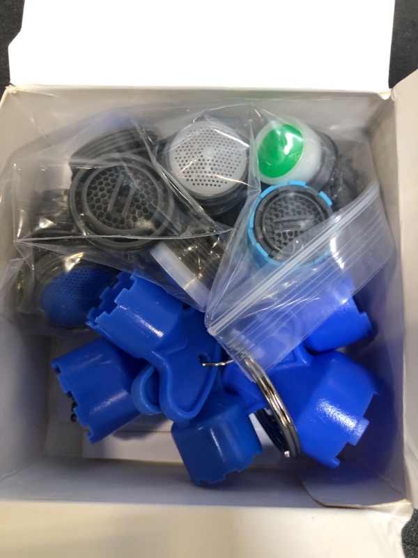 Photo 1 of 12Pcs Cache Aerator, 5 Sizes Faucet Aerator Key Removal Wrench, Replacement Cache Aerator for Sink M16.5 18.5 21.5 24 mm Tap Aerators Flow Restrictor ABS Plastic Cache Aerator with 6 Keys