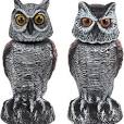 Photo 1 of 2 Pack Fake Owl Decoys to Scare Birds Away from Gardens and Patios, Rotating Head Owl Bird Deterrents, Nature Enemy Scarecrow Plastic Owl Statues, Pest Repellent, Pigeon Deterrent