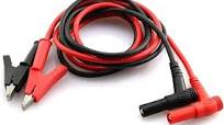 Photo 1 of 10 pcs/Set 4mm L Type Banana Male Plug to Alligator Clip Pure Copper Test Cable Multimeter Testing Probe 1m (Black + Red) (10) (Black)