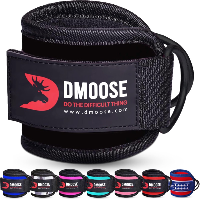 Photo 1 of 2 pack, DMoose Ankle Strap for Cable Machine Attachments - Gym Ankle Cuff for Kickbacks, Glute Workouts, Leg Extensions, Curls, Booty Hip Abductors Exercise for Men and Women Black .