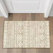 Photo 1 of Lahome Rustic Moroccan Entryway Rug,Washable Boho 2x3 Bathroom Throw Rugs Non Slip Rubber Backing Farmhouse Tribal Front Door Mat Indoor Entrance Soft for Bedroom Kitchen Entry,Khaki ** not exact Photo ** pack ** 