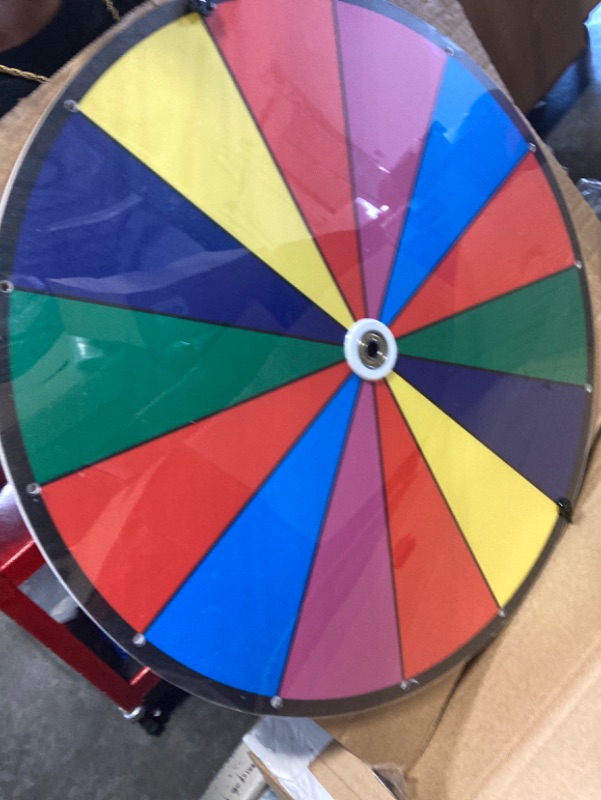 Photo 3 of  18 INCH HEAVY DUTY SPINNING PRIZE WHEEL - 14 SLOTS COLOR TABLETOP ROULETTE WHEEL OF FORTUNE - SPIN THE WHEEL WITH DRY ERASE MARKER AND ERASER WIN THE FORTUNE SPIN GAME FOR CARNIVAL AND TRADE SHOW 18 INCH HEAVY DUTY PRIZE WHEEL - #1 PRIZE WHEEL