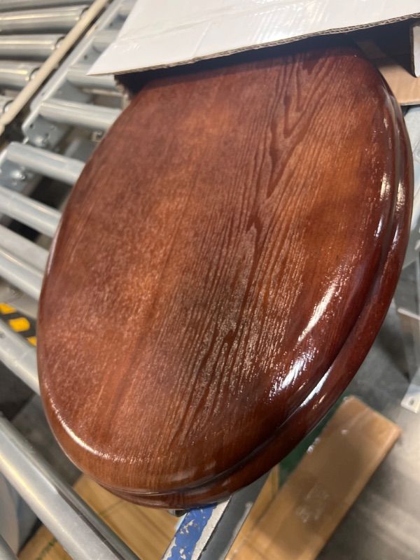 Photo 1 of  ANGEL SHIELD WOOD TOILET SEAT ELONGATED WITH SOFT CLOSE,EASY CLEAN,QUICK-RELEASE HINGES(ELONGATED,WOOD) ELONGATED-18.5" WOOD