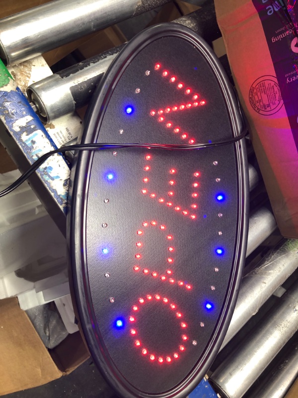 Photo 2 of LED Open Sign with Remote, FITNATE Ultra Bright Electric Light Up Signs for Business, Timing Function, 2 Lighting Modes Flashing & Steady Advertisement Board for Store, Bar, Hotel, Cafe (19x10 inch) 19x10" Oval