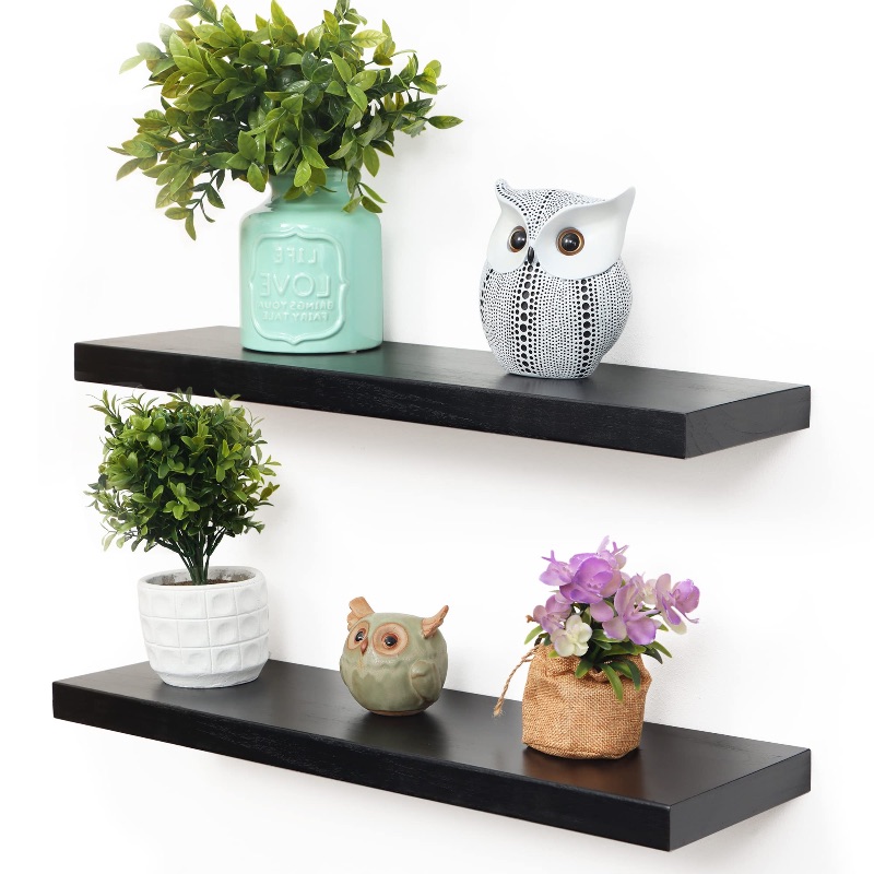 Photo 1 of Floating Shelves, Black 24 inch Long Wall Shelves,Wall Mounted Display Ledge Shelves Perfect for Bedroom Bathroom Living Room and Kitchen Decoration Storage 24inch Black****USED*** 