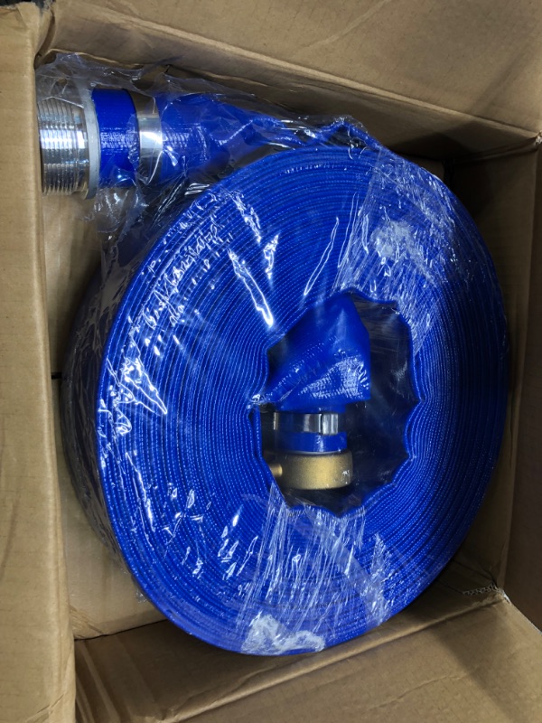 Photo 3 of 1.5" x 50 ft Backwash Hose for Swimming Pools, Heavy Duty PVC Lay Flat Water Discharge Hose,Durable Pool Drain Hose with Aluminum Pin Lug Fittings for Pump And Filters 1.5 in x 50 Ft