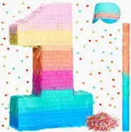 Photo 1 of 16 Inch Number Pinata Macaron Pinata Small Kids Birthday Party Pinata with Blindfold Stick and Confetti Small Pinata for Birthday Unicorn Birthday Wedding Baby Shower Decor(Number 1)
 
