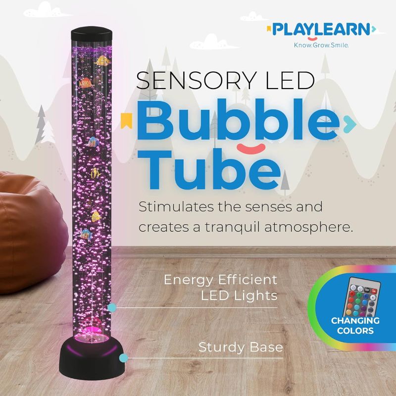 Photo 1 of *** MISSING PARTS***
 3.3ft Bubble Tube with Remote Control - 8 Fake Fish - Color Changing LED Lights - Sensory Bubble Lamp – Fake Fish Tank Floor Lamp