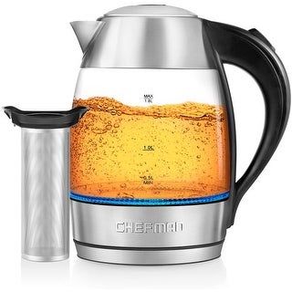 Photo 1 of *** MISSING PARTS***
7 Cup Electric Glass Kettle with Removable Tea Infuser, 1.8L, Stainless Steel ****USED*** 