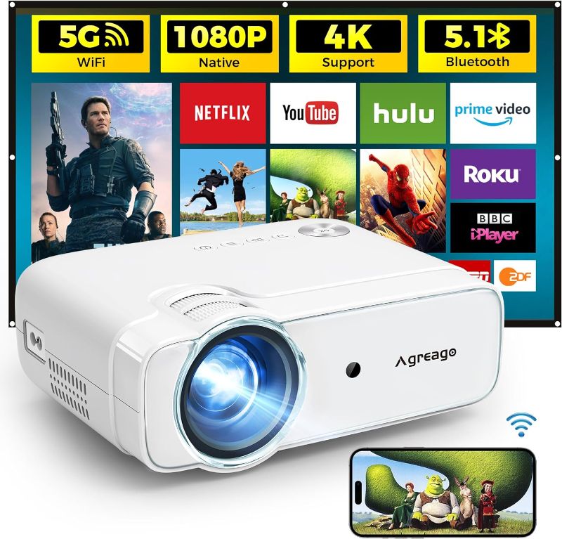 Photo 1 of ?APP Built-in?Video Projector, Full HD 1080P Native 450ANSI Lumen Smart Projector, 5G WiFi and Bluetooth Home Theater YOTON Y9 Phone Projector with Netflix/Prime Video/YouTube, Dolby Sound