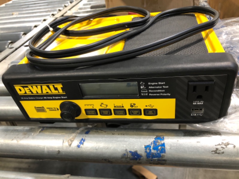 Photo 4 of DEWALT DXAEC801B 30 Amp Bench Battery Charger: 80 Amp Engine Start, 2 Amp Maintainer, 120V AC Outlet, 3.1A USB Port, Battery Clamps Single Battery Charger