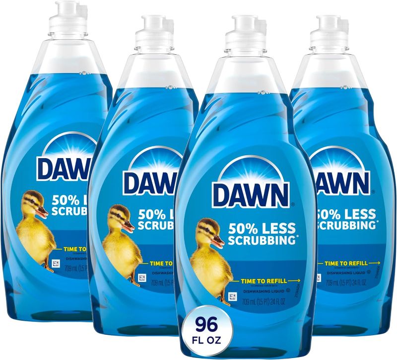 Photo 1 of Dawn Ultra Dishwashing Liquid Dish Soap (4x19.4 Fl oz) + Non-Scratch Sponge (4 Count), Original Scent