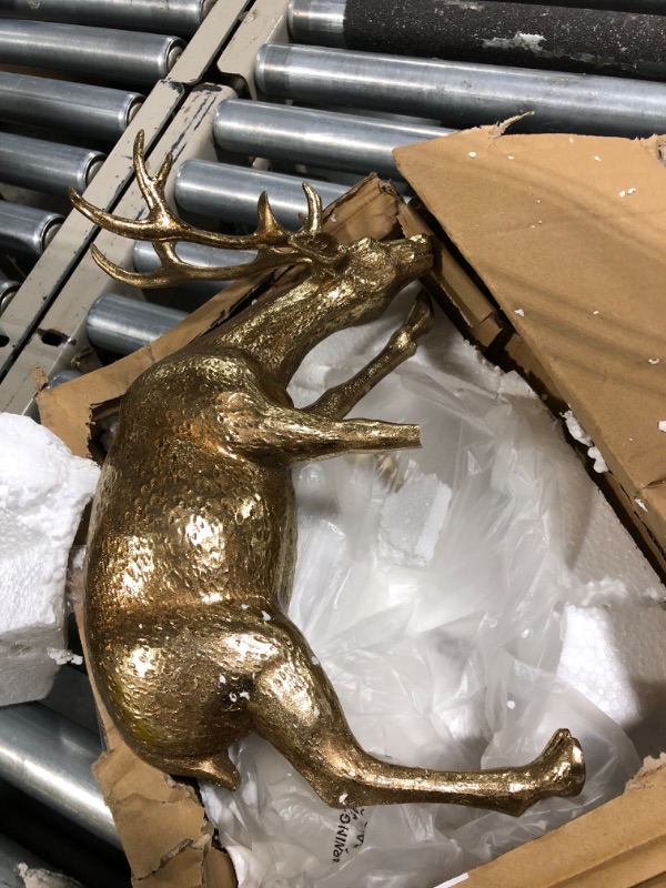 Photo 3 of Creative Co-Op Decorative Resin Bowing Deer Figurine, Gold