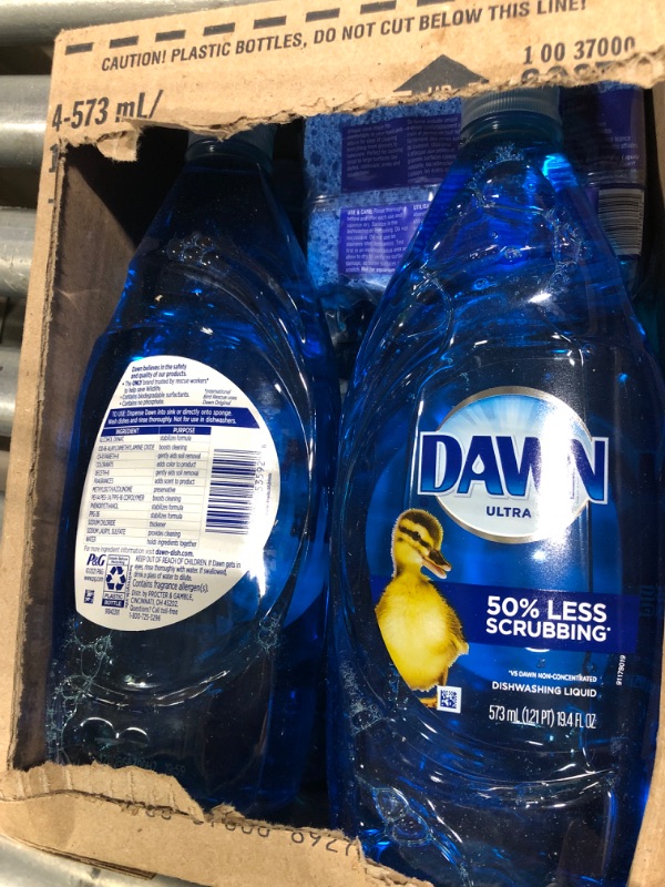 Photo 3 of Dawn Ultra Dishwashing Liquid Dish Soap (4x19.4 Fl oz) + Non-Scratch Sponge (4Count), Original Scent