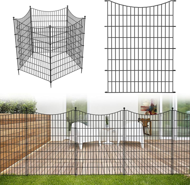 Photo 1 of ***** UNKNOWN SIZE*** 5 Panels No Dig Decorative Outdoor Garden Fence for Yard Animal Barrier Fencing Rustproof Metal Wire Panel Border for Dog, Rabbits, and Patio Temporary Ground Stakes Defense