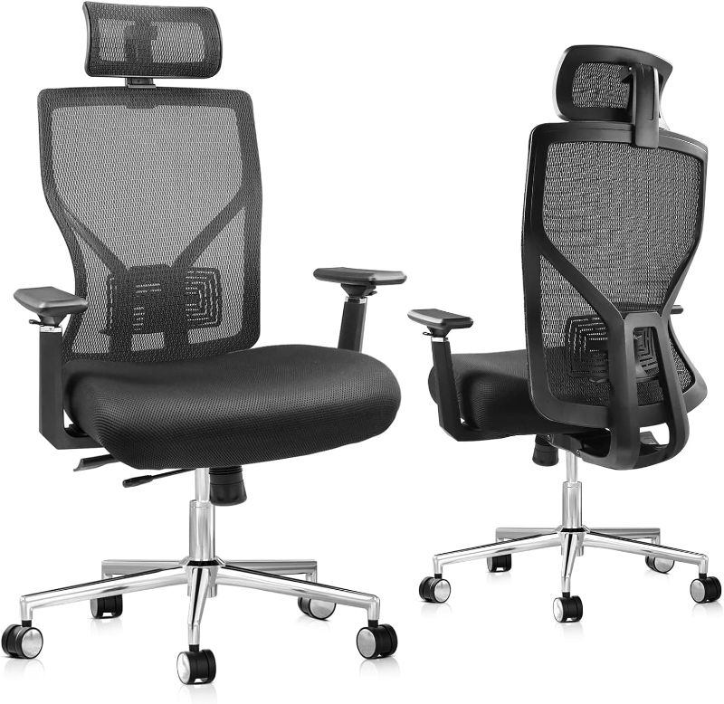 Photo 1 of Ergonomic Office Chair,Mesh Computer Chair,Home Office Desk Chair with Seat Slider,Adjustable Headrest,Lumbar Support,3D Armrest,Tilt Function,Comfort Swivel Executive Chair Rolling