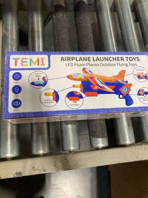 Photo 3 of TEMI 3 Pack Airplane Launcher Toys for 3 4 5 6 7 Boys - 2 Flight Modes LED Foam Glider Catapult Plane for Boys Toys Age 6-8, Outdoor Flying Toys for 4 5 6 Year Old Boy Girl Birthday Gift 3 Airplane Launcher