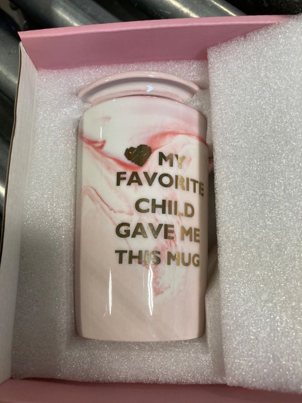 Photo 1 of Funny Coffee Mug Gifts for Mom Women Best Mom ever Gifts, 14 oz Pink Ceramic Coffee Mug Birthday Gift Christmas Gift Mom Gifts(My Favorite Child Gave Me This Mug)