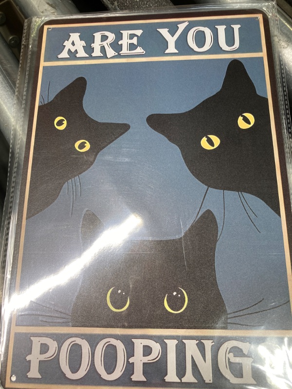 Photo 2 of (3 Pcs) Black Cat Art Gifts Are You Pooping Cat Sign-Kitty Biscuits You Need We Knead Bathroom Wall Decor Apartment Metal Vintage Tin Retro Cottagecore Funny Signs for Home Decor 8" x 12"