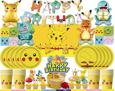 Photo 1 of Birthday Party Supplies,134 pcs Party Decoration Including-Tablecloth,Plates, Napkins,Knife,Spoon,Fork,paper cups,Cake Topper,Balloons,Cupcake Toppers,Stickers,Banner