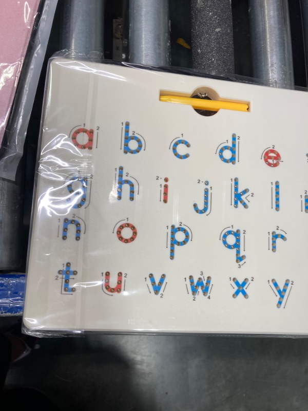 Photo 3 of Gamenote Double Sided Magnetic Letter Board - 2 in 1 Alphabet Magnets Tracing Board for Toddlers ABC Letters Uppercase & Lowercase Practicing Learning Education Toys