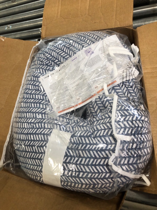 Photo 1 of Boppy Nursing Pillow and Positioner—Original | Blue Herringbone | Breastfeeding, Bottle Feeding, Baby Support | with Removable Cotton Blend Cover | Awake-Time Support