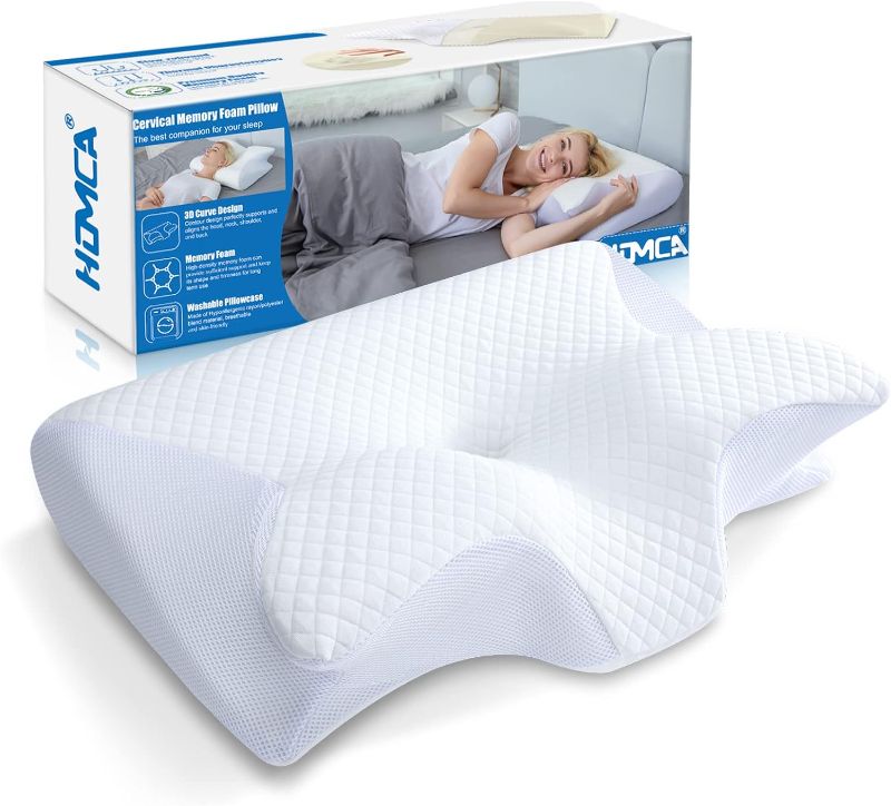 Photo 1 of 
HOMCA Memory Foam Cervical Pillow, 2 in 1 Ergonomic Contour Orthopedic Pillow for Neck Pain, Contoured Support Pillows for Side Back Stomach Sleepers
Color:White