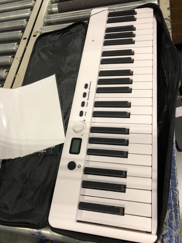 Photo 1 of FingerBallet Portable Piano Keyboard, Semi-Weighted Folding Digital Piano 88 Key, Full Size, Wood Grain, Electric Piano Keyboard w/MIDI Bluetooth, Suitable for Adult, Toddler, Kids 88 KEY WHITE