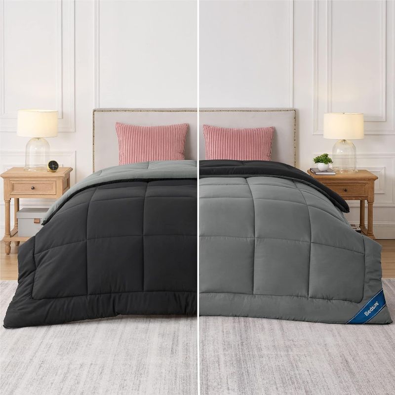 Photo 1 of  Comforter Duvet Insert - Quilted DARK GREY/Grey Comforters , All Season Down Alternative Bedding Comforter 