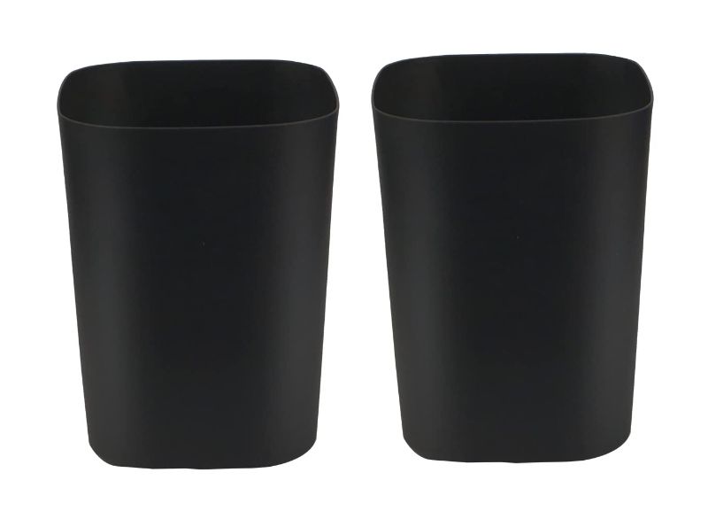 Photo 1 of  Small Trash Can Garbage Can Wastebasket for Bathroom Bedroom Kitchen Office (Black, 2 Pack)
