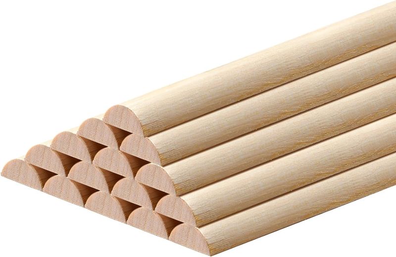 Photo 1 of 15 Pcs Wooden Dowel Rods,Split Wood Dowel Rods Unfinished Half Round Wooden Rods for Crafts DIY Dowel Feature Wall Log Cabin, Hobby Wood Products