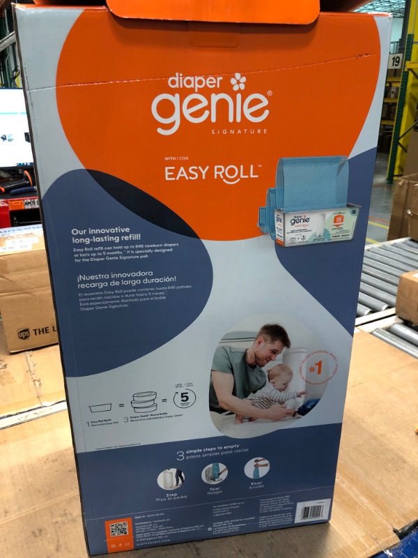 Photo 1 of Diaper Genie Signature Pail (Grey) Includes 1 Easy Roll Refill with 18 Bags | Holds Up to 846 Newborn-Sized Diapers Per Refill New Signature Pail (Grey) + Long-Lasting Refill
