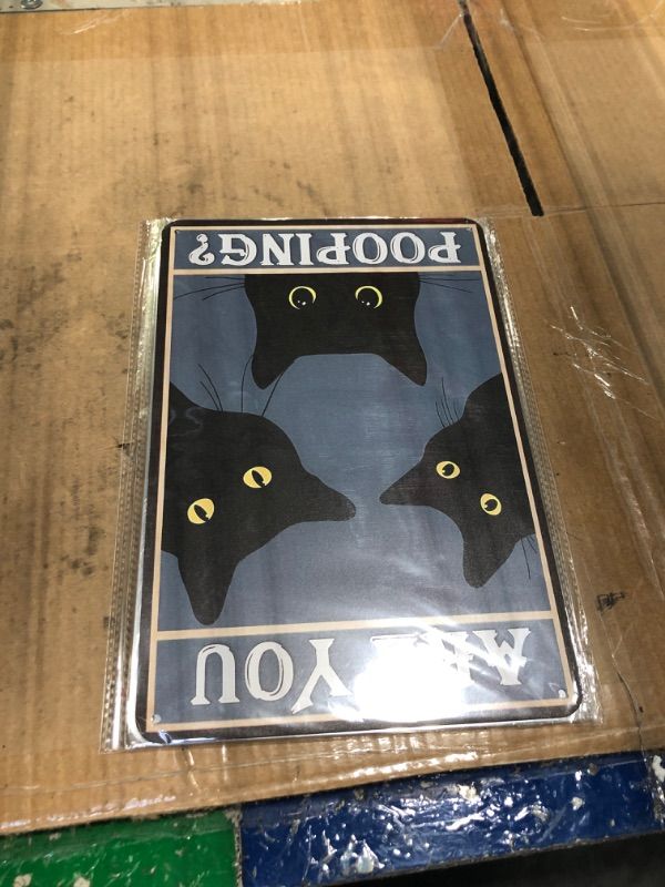 Photo 1 of (3 Pcs) Black Cat Art Gifts Are You Pooping Cat Sign-Kitty Biscuits You Need We Knead Bathroom Wall Decor Apartment Metal Vintage Tin Retro Cottagecore Funny Signs for Home Decor 8" x 12"
