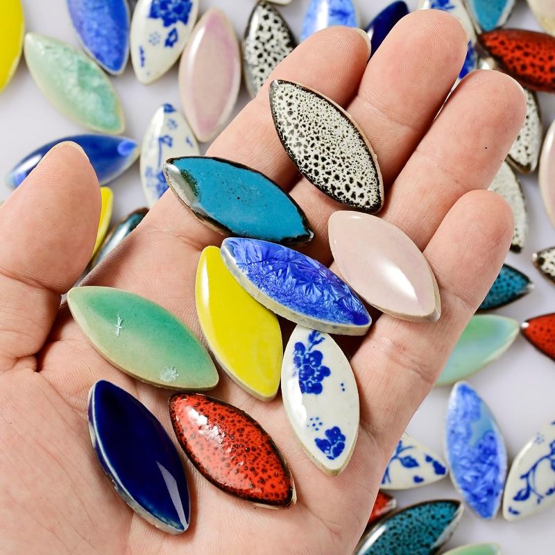 Photo 1 of **MULTICOLORED***
 Petal Ceramic Tiles Mosaic Tiles, Bulk Ceramic Mosaic Pieces Stepping Stone Crafts Making Supplies for Home Outdoor Floor Vase Tabletop Decoration - 70pcs
