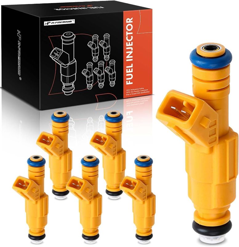 Photo 1 of A-Premium Set of 6 Fuel Injectors Compatible with Jeep Grand Cherokee 1993-1998, Wrangler 1991-1995 1997-1998, Cherokee 1989-1998, Comanche 1987-1992, 4.0L, Gas, Replace# 0280155710, 280155703
