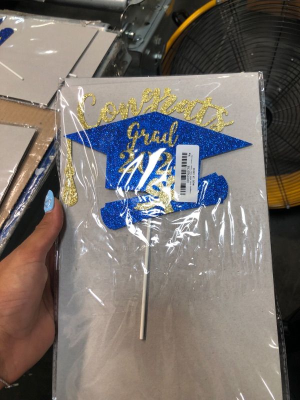 Photo 1 of Congrats Grad 2024 Cake Topper Blue and Gold Congratulations 2024 Graduation Cake Topper, Class of 2024 Graduation Cake Topper for Blue and Gold 2024 Graduation Party Cake Decorations  2 pack