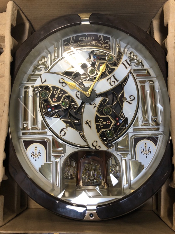 Photo 3 of ****USED** PARTS ONLY***SOLD AS IS NO RETURNS***ALL SALES ARE FINAL*** Seiko Melodies in Motion Wall Clock, Golden Chandelier